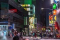 Manhattan,New York,USA- JUNE 15 ,2018: People visit on street Times Square at night .This Place is world's Royalty Free Stock Photo