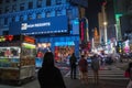 Manhattan,New York,USA- JUNE 15 ,2018: People visit on street Times Square at night .This Place is world's Royalty Free Stock Photo