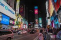 Manhattan,New York,USA- JUNE 15 ,2018: People visit on street Times Square at night .This Place is world's Royalty Free Stock Photo