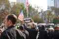 Trump protester on Madison square Park in NYC on Veterans Day after Donald Trump speech. Impeach Trump sign