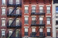 Manhattan, old building with fire escapes Royalty Free Stock Photo