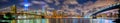 Manhattan panorama in memory of September 11 Royalty Free Stock Photo
