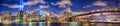 Manhattan panorama in memory of September 11 Royalty Free Stock Photo