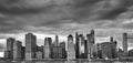 Manhattan panorama picture with stormy sky, NYC. Royalty Free Stock Photo