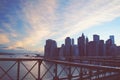 Manhattan panorama on summer sunset in the New York City Royalty Free Stock Photo