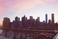 Manhattan panorama on summer sunset in the New York City Royalty Free Stock Photo