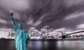 Manhattan panoramic skyline at night. New York City, USA. Royalty Free Stock Photo