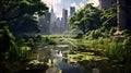 Manhattan\'s Urban Jungle: A Ground-Level View. Generative AI