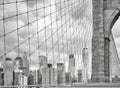 Manhattan seen from the Brooklyn Bridge, New York. Royalty Free Stock Photo