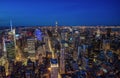 Manhattan skyline from above at dusk, New York City Royalty Free Stock Photo