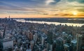 Manhattan skyline from above at the sundown, New York City Royalty Free Stock Photo