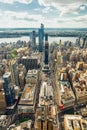 Manhattan Skyline Aerial View, Vertical Banner. New York City Royalty Free Stock Photo