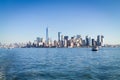 Manhattan skyline with boats in the bay Royalty Free Stock Photo