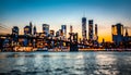 Manhattan skyline with Brooklyn Bridge Royalty Free Stock Photo