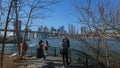 Manhattan Skyline from Brooklyn Bridge Park - NEW YORK, USA - FEBRUARY 14, 2023 Royalty Free Stock Photo