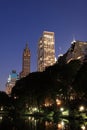 Manhattan Skyline and Central Park at Night Royalty Free Stock Photo