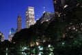 Manhattan Skyline and Central Park at Night Royalty Free Stock Photo