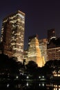 Manhattan Skyline and Central Park at Night Royalty Free Stock Photo