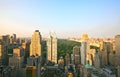 Manhattan skyline and Central Park at sunset