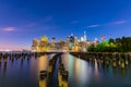 Manhattan Skyline after dusk, New York City Royalty Free Stock Photo