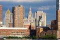 Manhattan Skyline with Empire State Building over Hudson River, NYC. Royalty Free Stock Photo