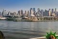 Manhattan skyline from hudson river, New York cityscape, United States Royalty Free Stock Photo