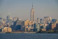 Manhattan skyline from hudson river, New York cityscape, United States Royalty Free Stock Photo