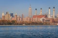 Manhattan skyline from hudson river, New York cityscape, United States Royalty Free Stock Photo