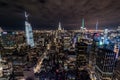 Manhattan skyline lights at night taken from Rockefeller center roof, Manhattan, New York, USA Royalty Free Stock Photo