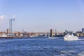 Manhattan skyline with Maritime terminals and Brooklyn bridge
