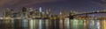 Manhattan skyline at night, New York City panoramic picture. Royalty Free Stock Photo