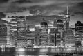 Manhattan skyline at night, USA. Royalty Free Stock Photo