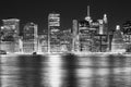 Manhattan skyline at night, USA. Royalty Free Stock Photo