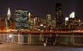Manhattan skyline at Nights Royalty Free Stock Photo