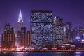 Manhattan skyline at Nights Royalty Free Stock Photo