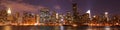 Manhattan skyline at Nights Royalty Free Stock Photo