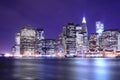 Manhattan skyline at Nights Royalty Free Stock Photo