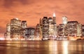 Manhattan skyline at Nights Royalty Free Stock Photo