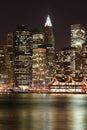 Manhattan skyline at Nights Royalty Free Stock Photo