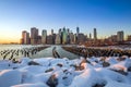 Manhattan Skyline with the One World Trade Center building at twilight Royalty Free Stock Photo