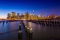 Manhattan Skyline with the One World Trade Center building at twilight Royalty Free Stock Photo