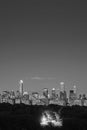 Manhattan skyline over the Central Park at night, NYC. Royalty Free Stock Photo