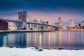 Manhattan Skyline from Pebble Beach in Brooklyn, United States