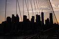 The Manhattan Skyline, Photographed from the Brooklyn Bridge at Sunset Time Royalty Free Stock Photo