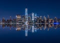 Manhattan Skyline reflection from the jersey City, NJ Royalty Free Stock Photo