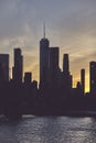Manhattan skyline silhouette at dusk, NYC Royalty Free Stock Photo