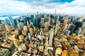 Manhattan skyline and skyscrapers aerial view from Empire State Building. New York City, USA Royalty Free Stock Photo