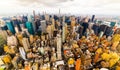 Manhattan skyline and skyscrapers aerial view from Empire State Building. New York City, USA Royalty Free Stock Photo