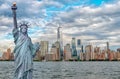 Manhattan Skyline with the Statue of Liberty , New York City. USA Royalty Free Stock Photo