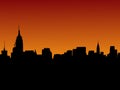 Manhattan skyline at sunset